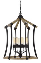 CAL Lighting FX-3707-8 - Dali 60W X 8 Metal/Pine Wood Chandelier  (Edison Bulbs Not included)