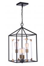 Craftmade P986FBSB4 - Aaron 4 Light Acrylic Pendant in Flat Black/Satin Brass