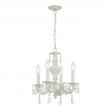 Crystorama 5024-AW-CL-S - Paris Market 4 Light Swarovski Strass Crystal Antique White Mini Chandelier