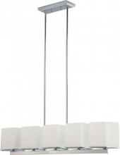 Nuvo 60/4091 - Bento - 5 Light Island Pendant with Satin White Glass - Polished Chrome Finish