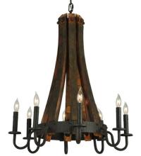 Meyda White 133684 - 24"W Barrel Stave Madera 8 LT Chandelier