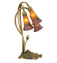 Meyda White 13674 - 16" High Amber/Purple Pond Lily 3 LT Table Base