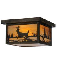 Meyda White 142324 - 12"Sq Hyde Park Deer Creek Flushmount