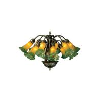 Meyda White 15997 - 20" Wide Amber/Green Pond Lily 12 LT Chandelier