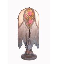 Meyda White 16563 - 11" High Fabric & Fringe Victorian Tulip Mini Lamp