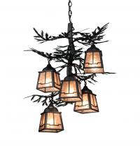 Meyda White 225365 - 28" Wide Pine Branch Valley View 5 Light Chandelier