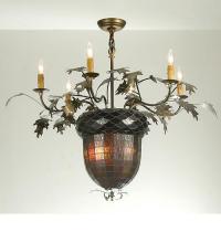 Meyda White 50859 - 36"W Greenbriar Oak 6 Arm Chandelier