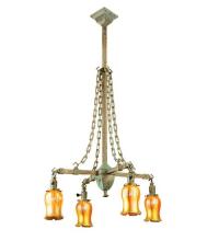 Meyda White 67330 - 26"W Craftsman Favrile 4 LT Chandelier